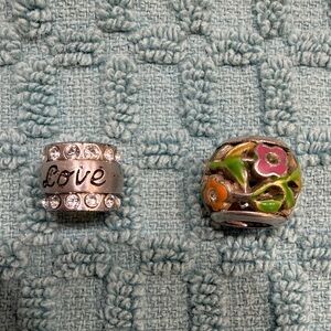 Brighton Silver and Floral Charm Beads